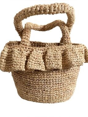 J. Crew small raffia ruffle hem tote